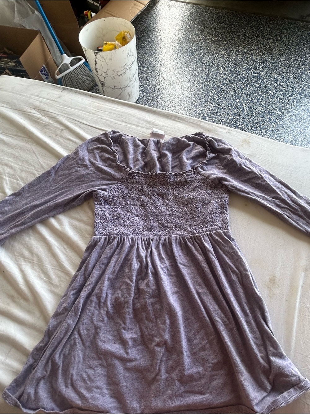 Motherhood Lavender Long-Sleeve Smocked Waist Dress